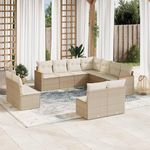 VIDAXL Salon de jardin 11 pcs avec coussins beige resine tressee
