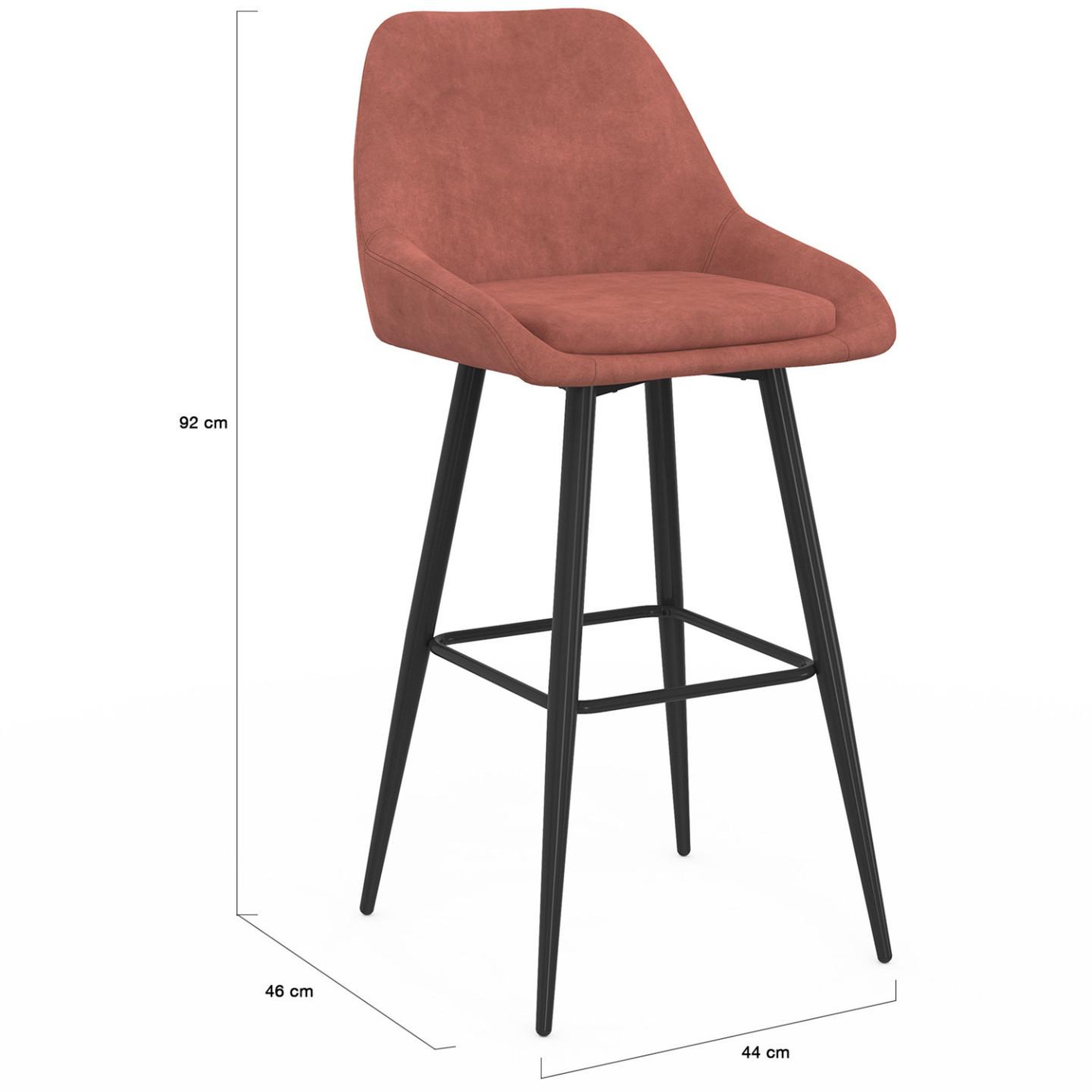 Voir la diapositive 5 : ID MARKET Lot de 4 tabourets de bar thalya en velours terracotta avec demi-accoudoirs
