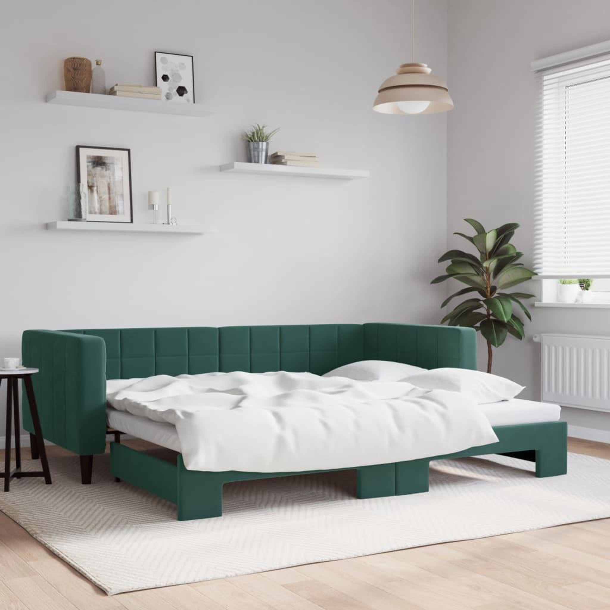 VIDAXL Lit de jour avec gigogne sans matelas vert fonce 90x200 cm
