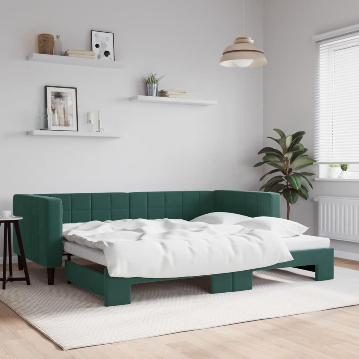 VIDAXL Lit de jour avec gigogne sans matelas vert fonce 90x200 cm