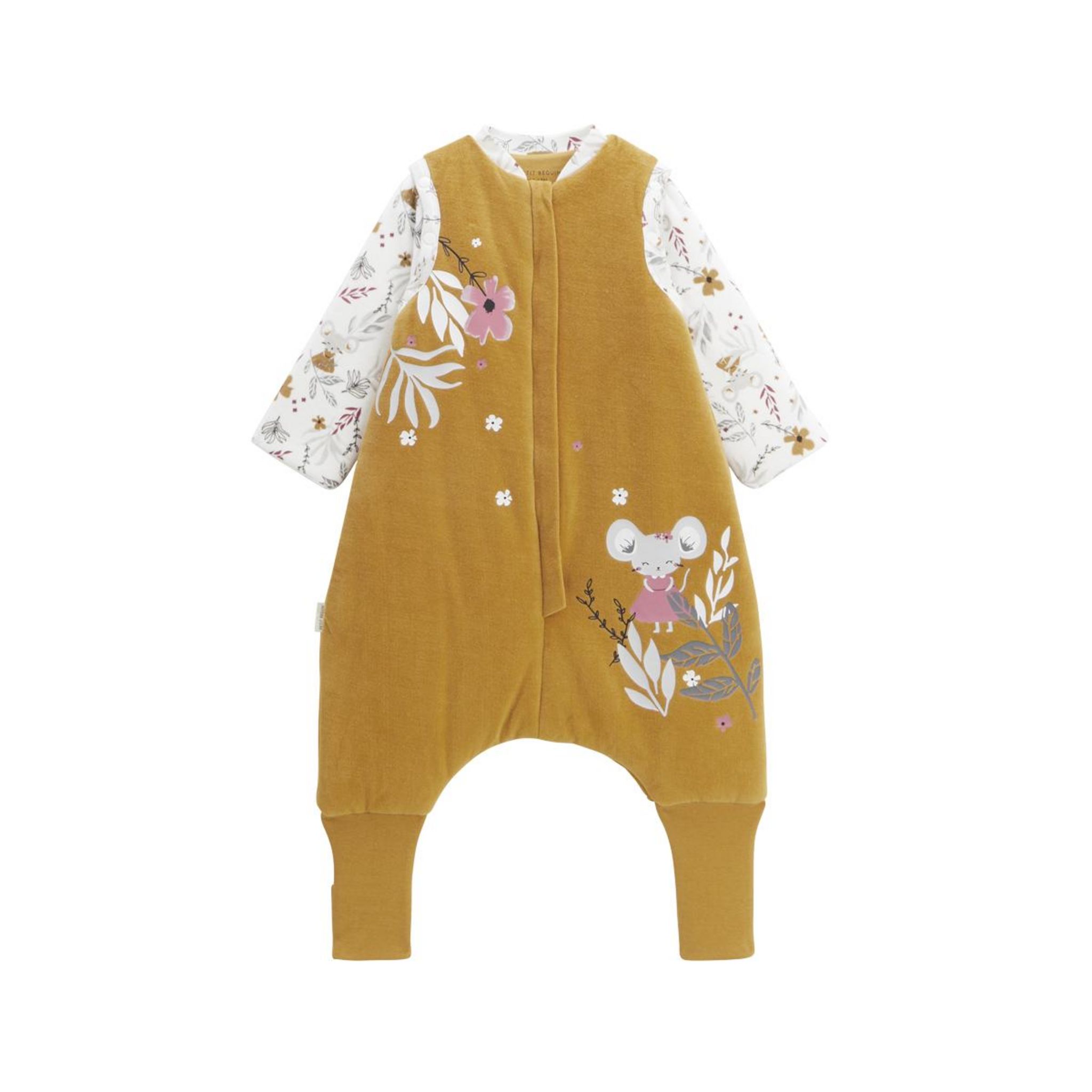 Petit Béguin Turbulette d'hiver en velours avec pieds retroussables et manches amovibles Charlie. Coloris disponibles : Jaune