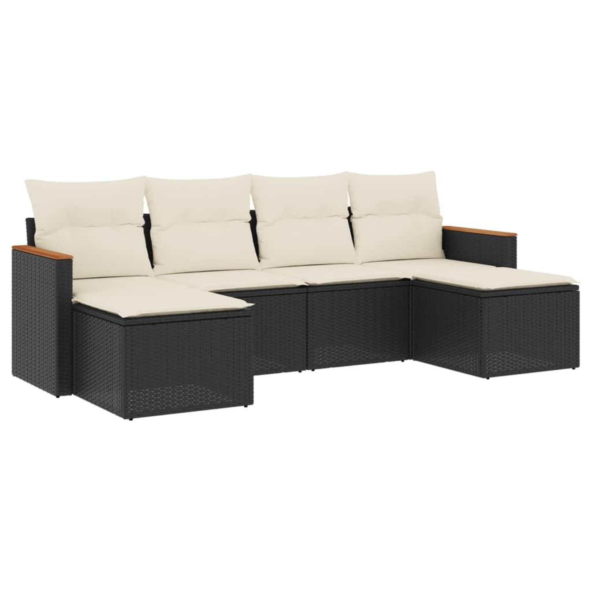 Voir la diapositive 2 : VIDAXL Salon de jardin 6 pcs avec coussins noir resine tressee
