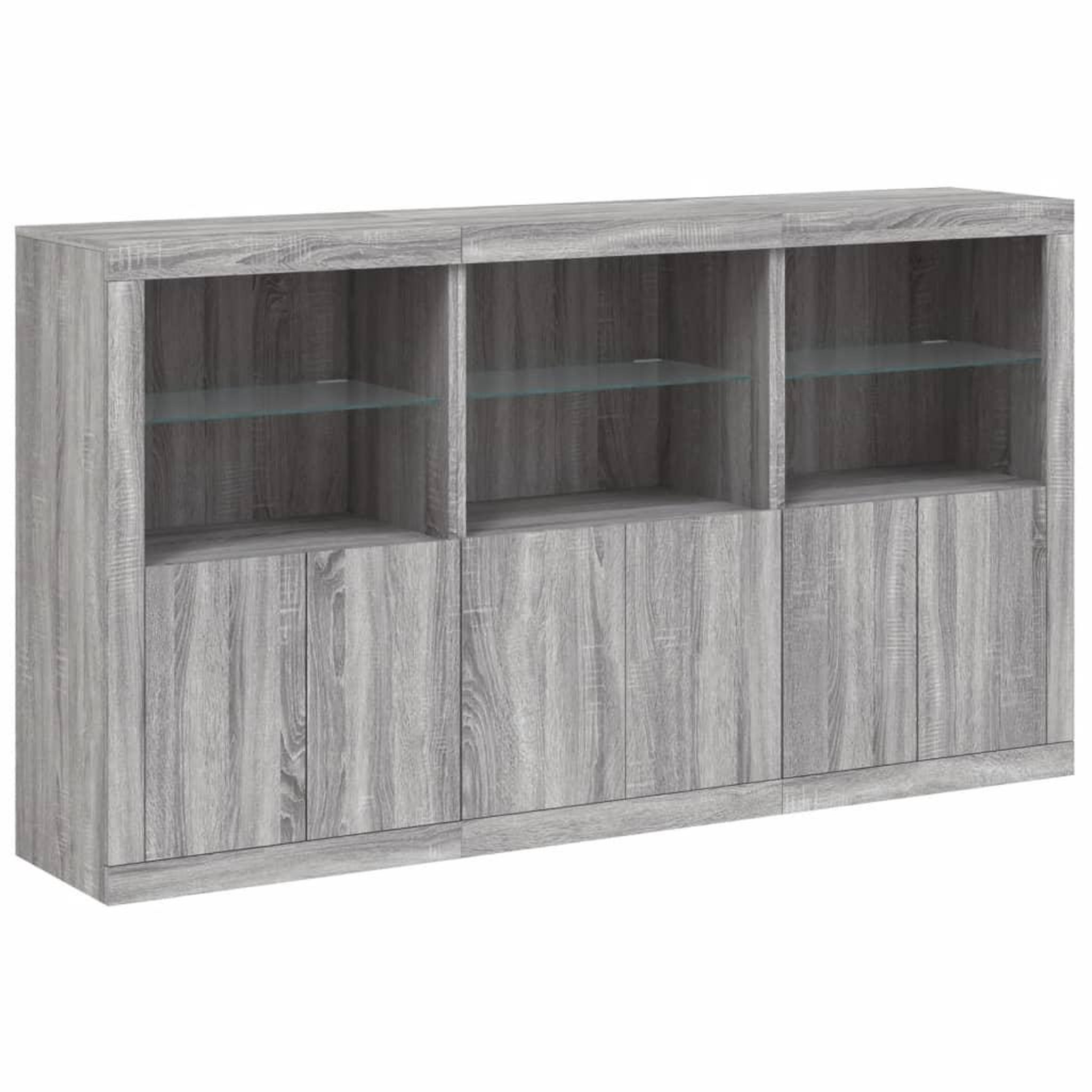 Voir la diapositive 3 : VIDAXL Buffet avec lumieres LED sonoma gris 181,5x37x100 cm