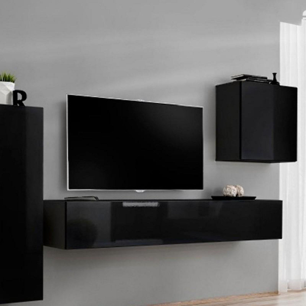 Paris Prix Meuble TV Mural Design  Switch II  270cm Noir