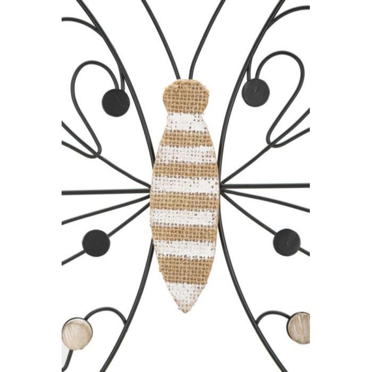 Paris Prix Décoration Murale en Métal  Papillon  39cm Noir & Naturel