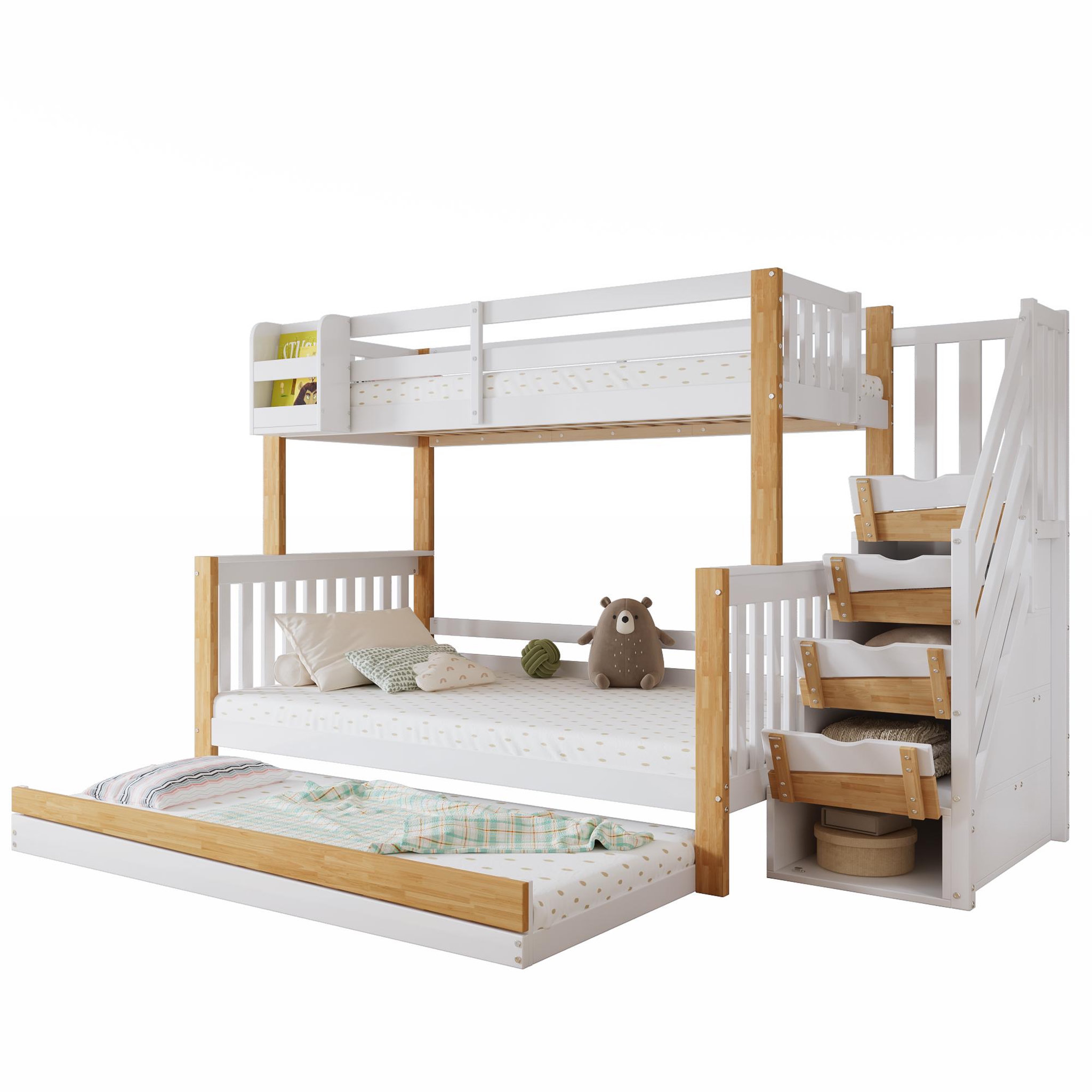 MERAX Lit superposé 90x200(120x200)cm bois et mdf coloris blanc+naturel