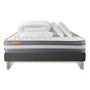 Voir la diapositive 2 : SEPTNUITS PACK matelas + sommier gris Memo Plus Mémoire de forme 3 zones + 2 oreillers + couette