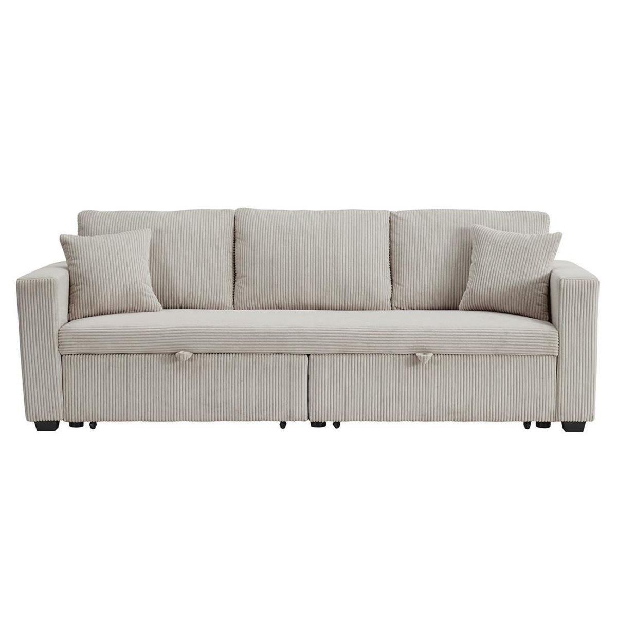 BEST MOBILIER Cyrus - canapé droit 3 places convertible en velours côtelé