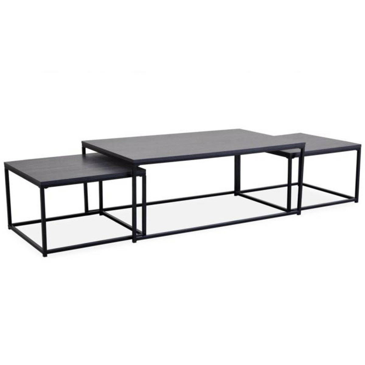 Paris Prix Lot de 3 Tables Basses Gigognes  Féline  120cm Gris Anthracite