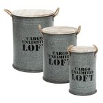 ATMOSPHERA Lot de 3 Coffres Bidon Design  Loft  51cm Gris