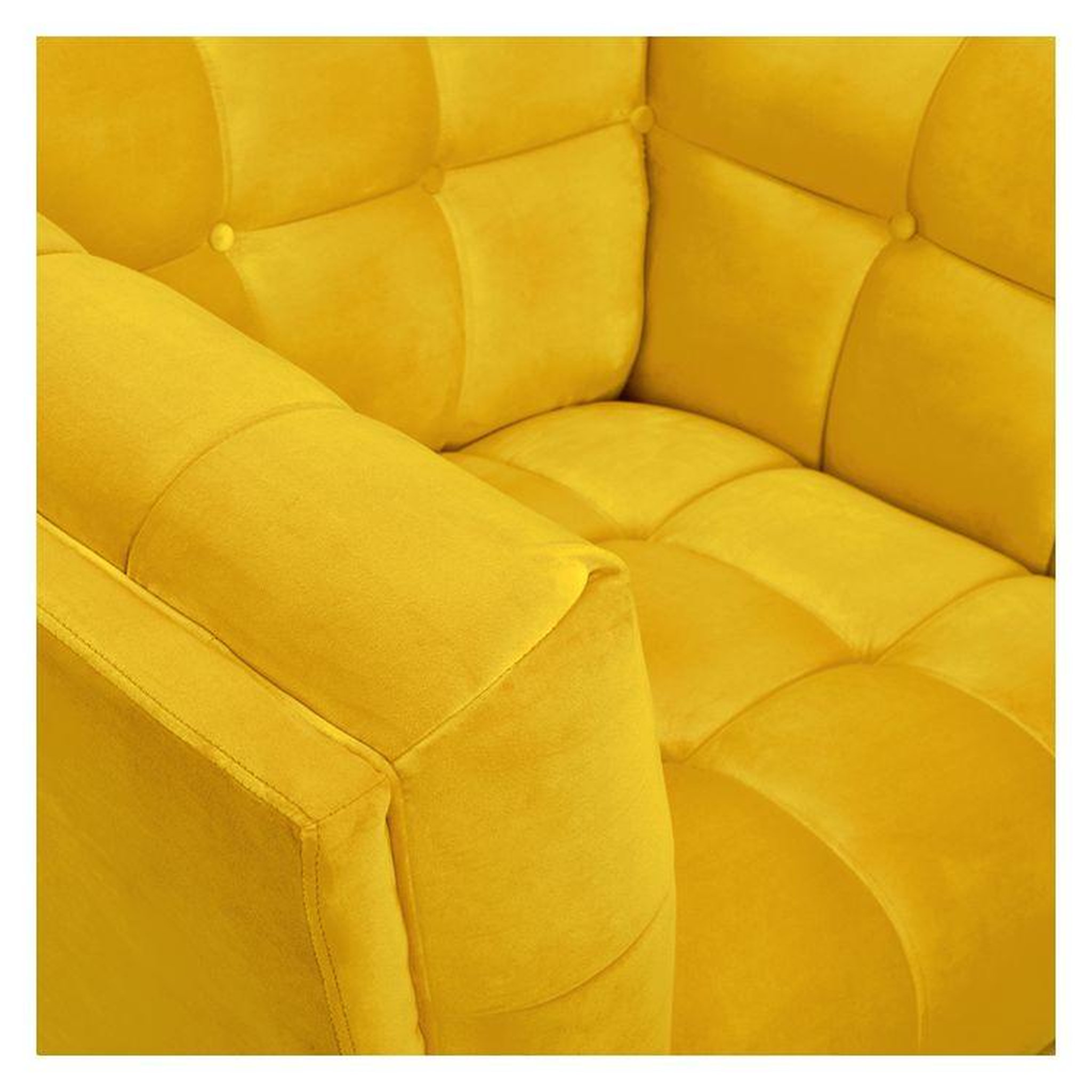 Voir la diapositive 6 : MAISON PAVANE Fauteuil en velours jaune pieds marrons-mona