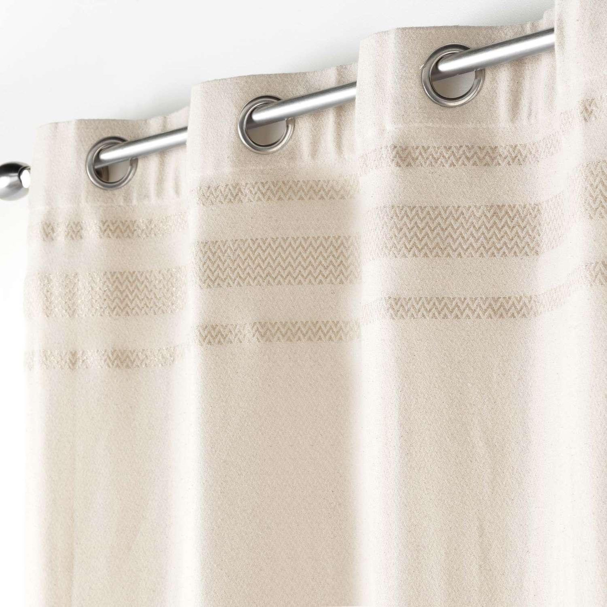 Voir la diapositive 2 : Douceur d'Intérieur Rideau à œillets altha - coton jacquard et top fils métallisés - 140 x 240 cm - ecru