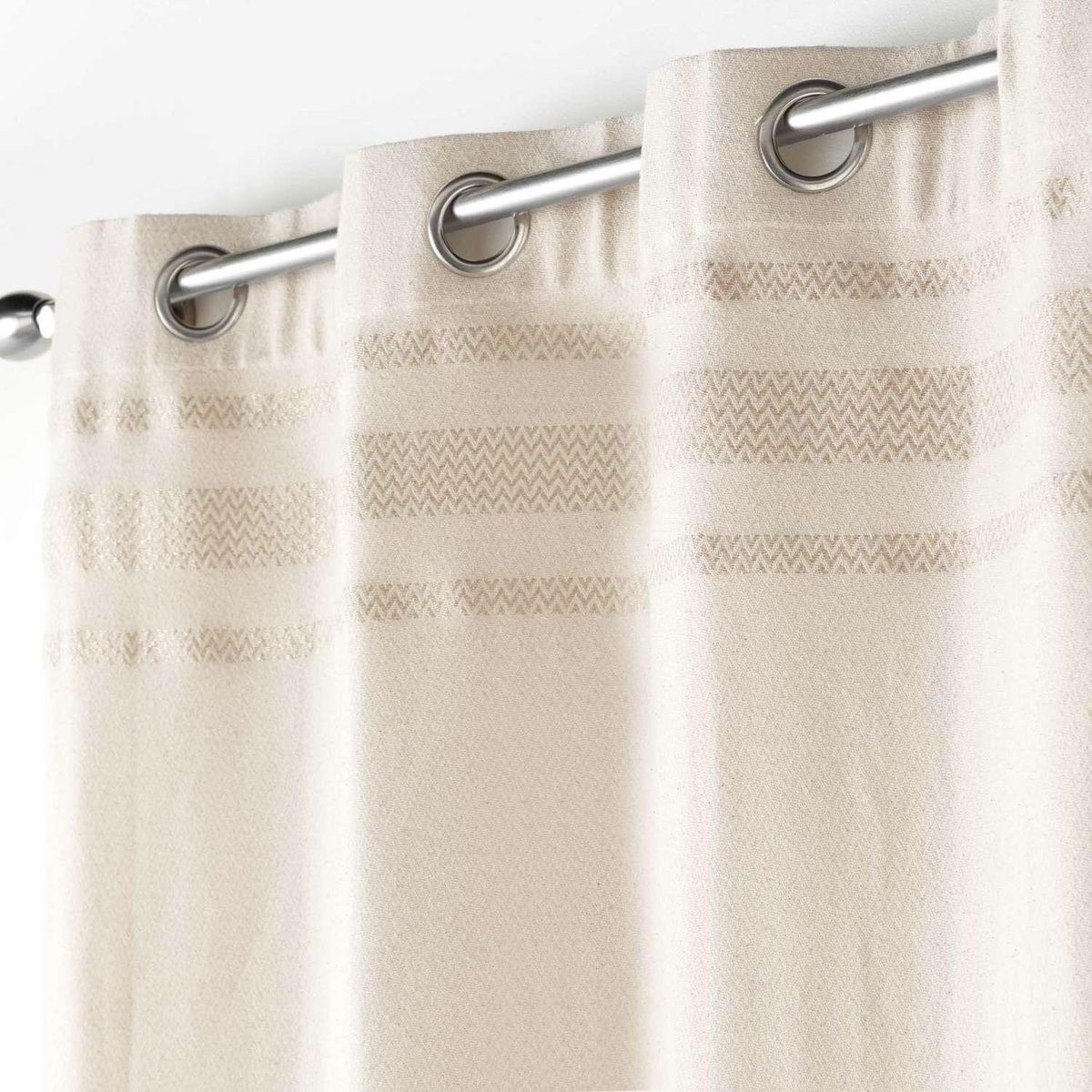 Douceur d'Intérieur Rideau à œillets ALTHA - Coton jacquard et top fils métallisés - 140 x 240 cm - Ecru