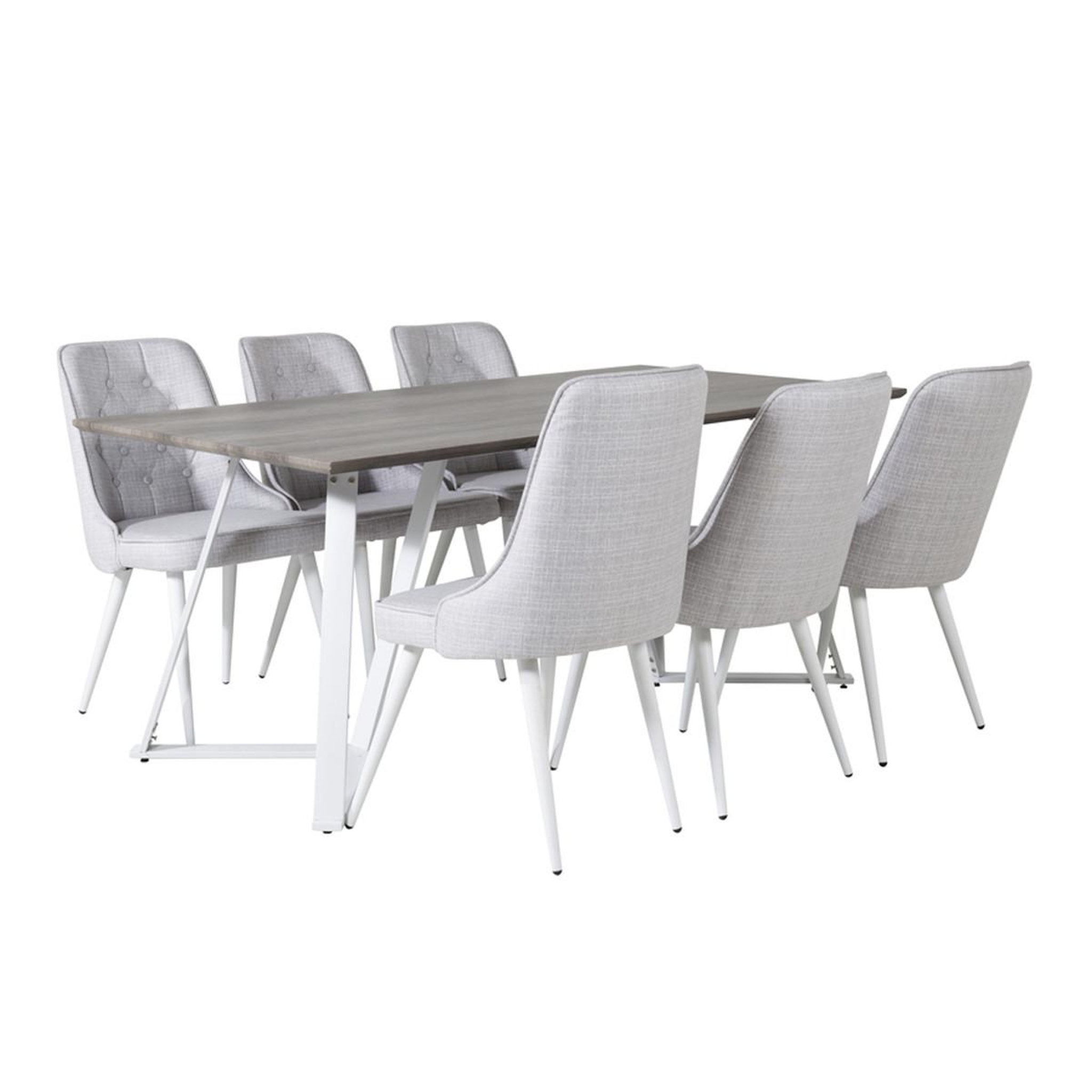 Paris Prix Ensemble table à manger & 6 chaises  marina & deluxe  180cm gris & gris clair