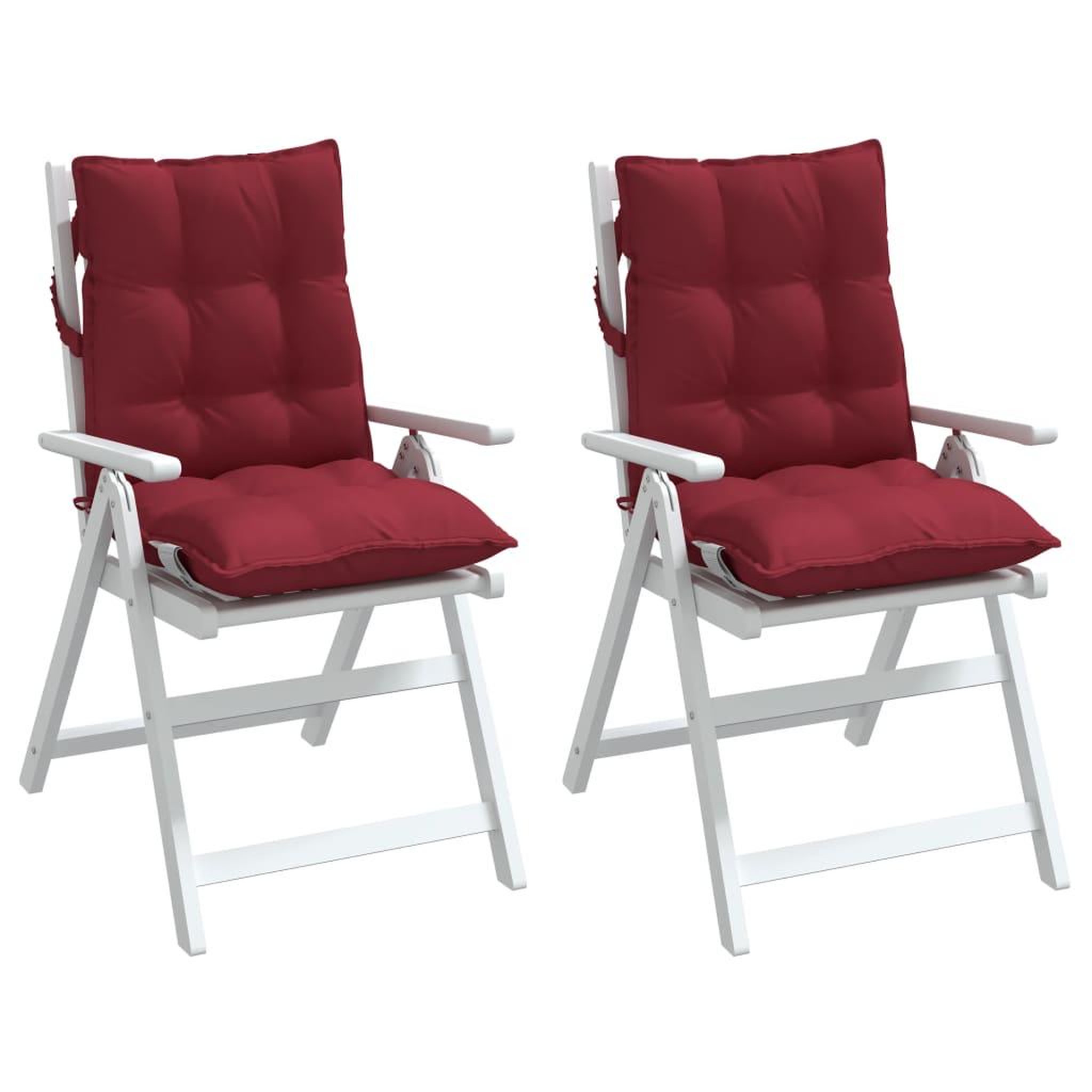 Voir la diapositive 4 : VIDAXL Coussins de chaise a dossier bas lot de 2 rouge bordeaux