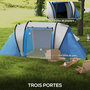 Voir la diapositive 6 : OUTSUNNY Tente de camping familiale 4-5 pers. 2 chambres 3 fenêtres sac bleu