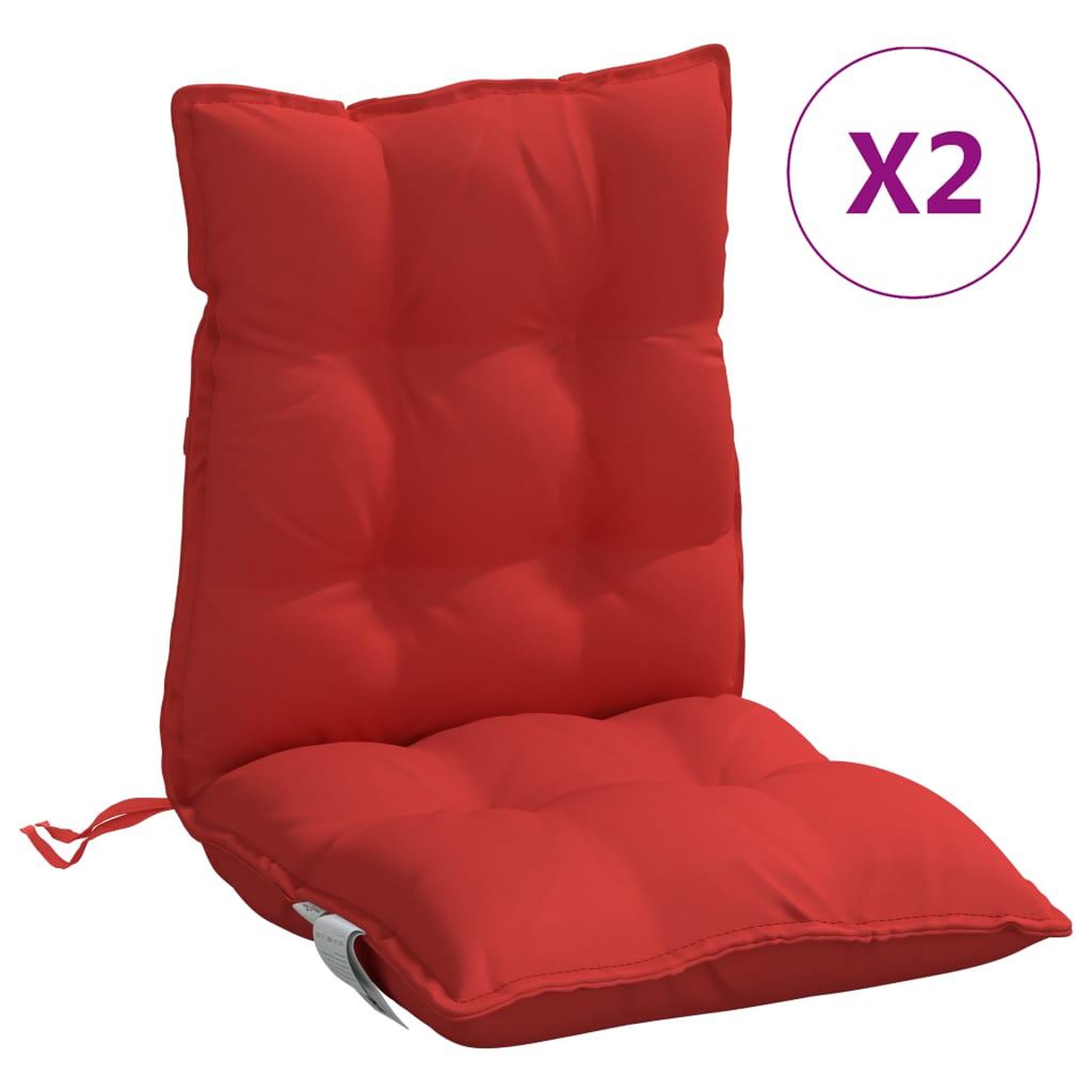 Voir la diapositive 2 : VIDAXL Coussins de chaise a dossier bas lot de 2 rouge tissu oxford