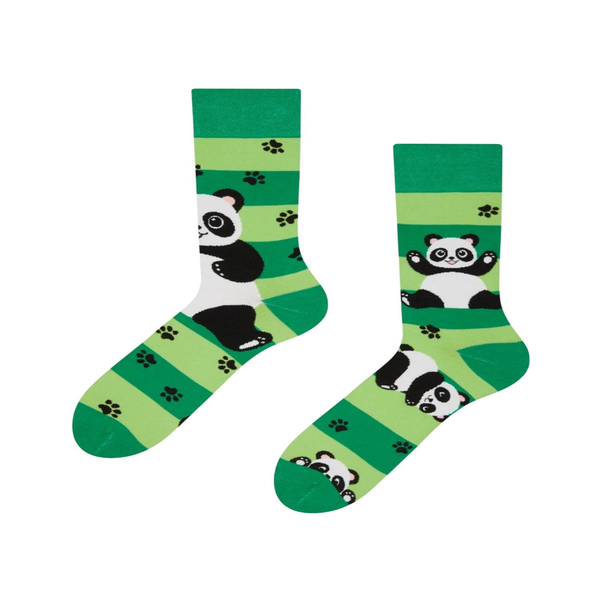 DEDOLES Chaussettes pandas & rayures. Coloris disponibles : Vert