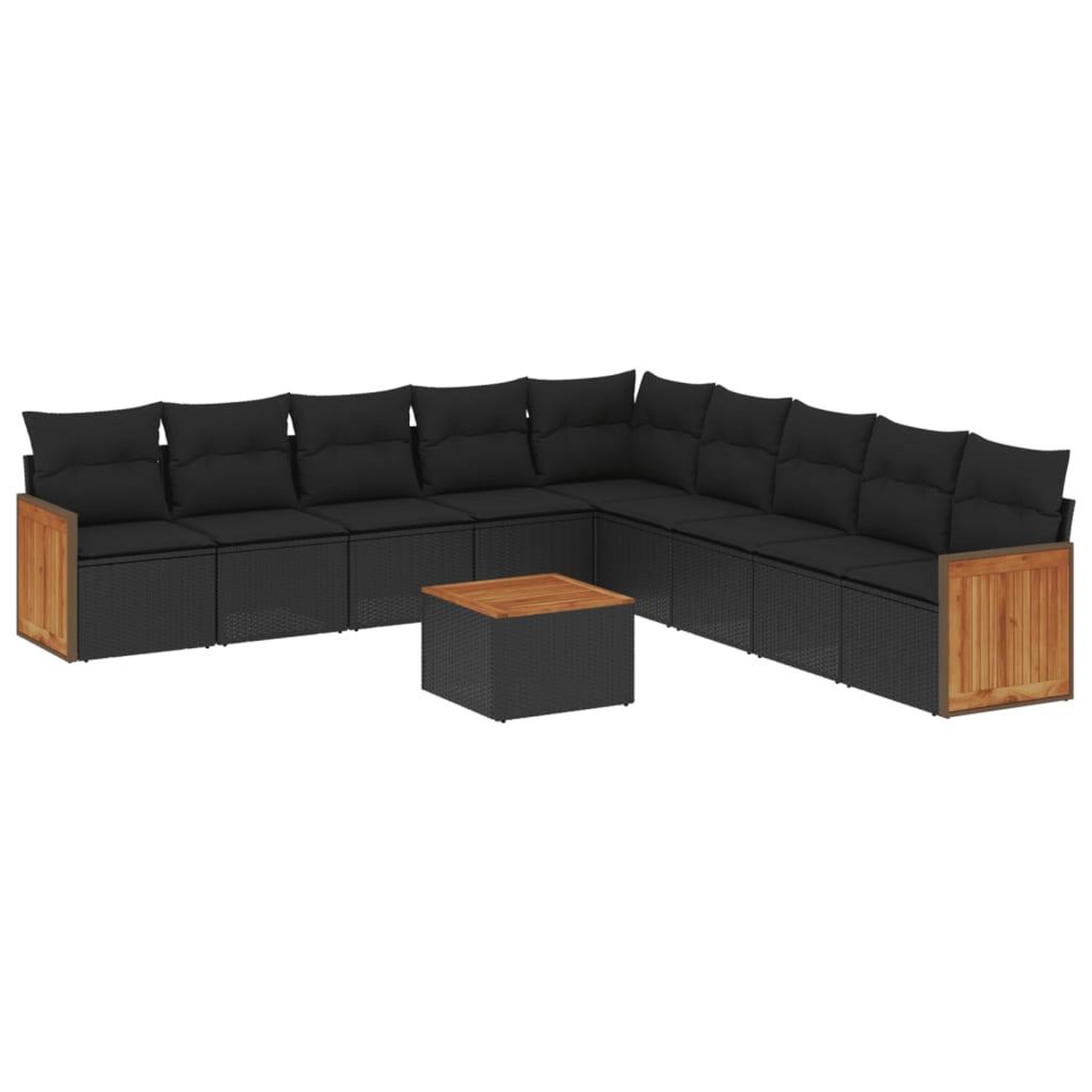 Voir la diapositive 2 : VIDAXL Salon de jardin 10 pcs avec coussins noir resine tressee