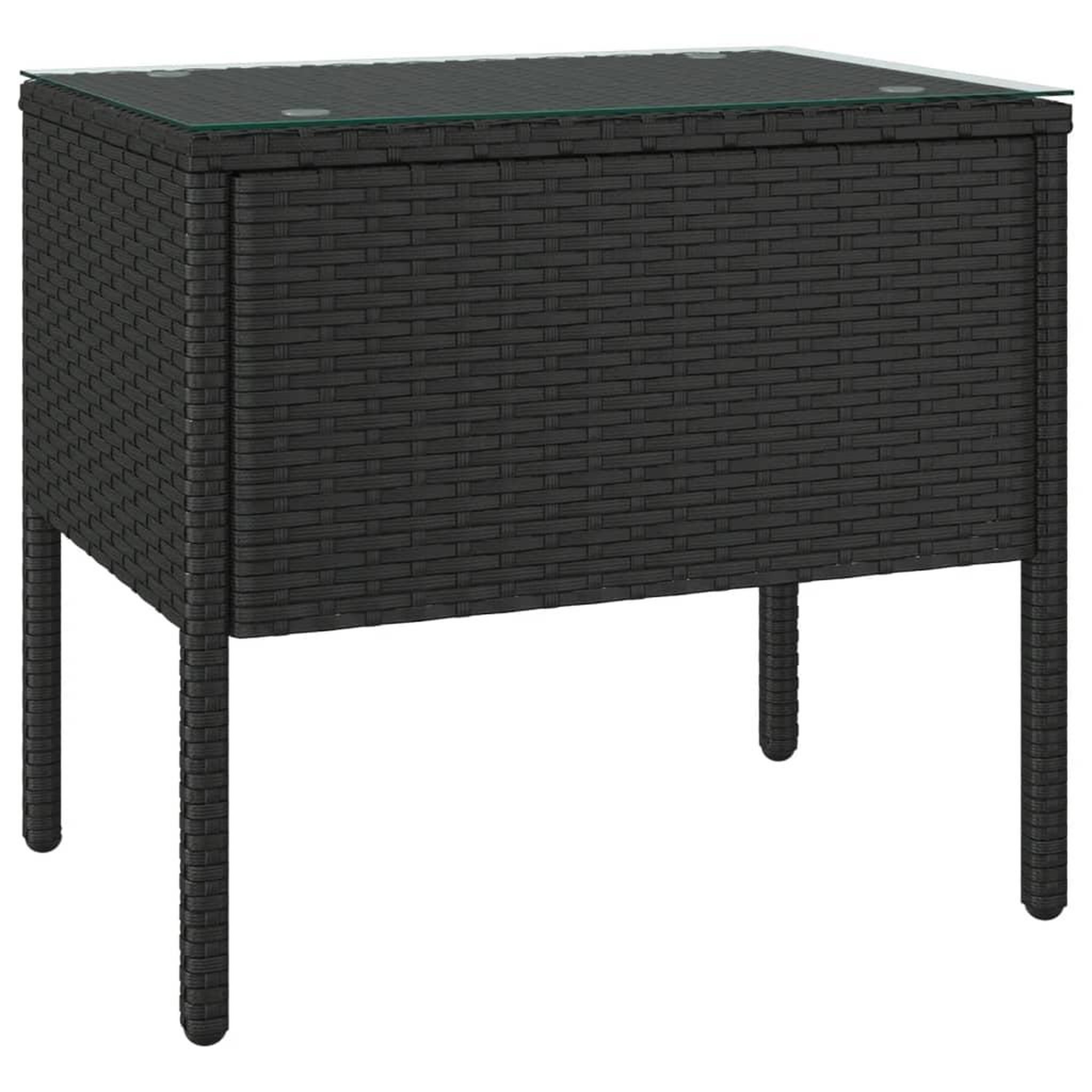 Voir la diapositive 2 : VIDAXL Table d'appoint noir 53x37x48 cm poly rotin et verre trempe