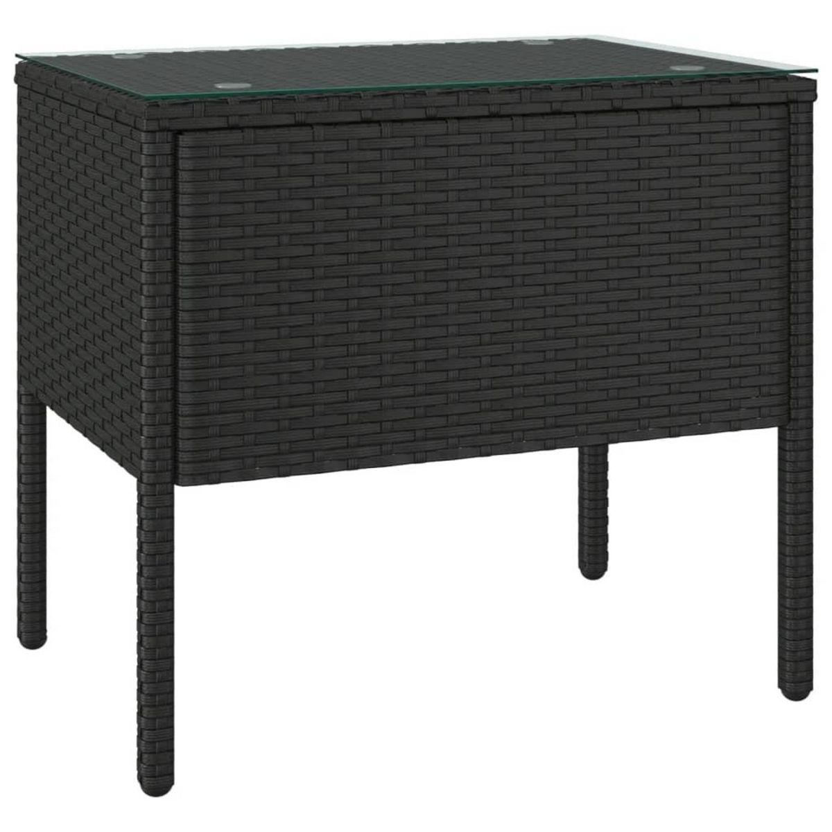 VIDAXL Table d'appoint noir 53x37x48 cm poly rotin et verre trempe