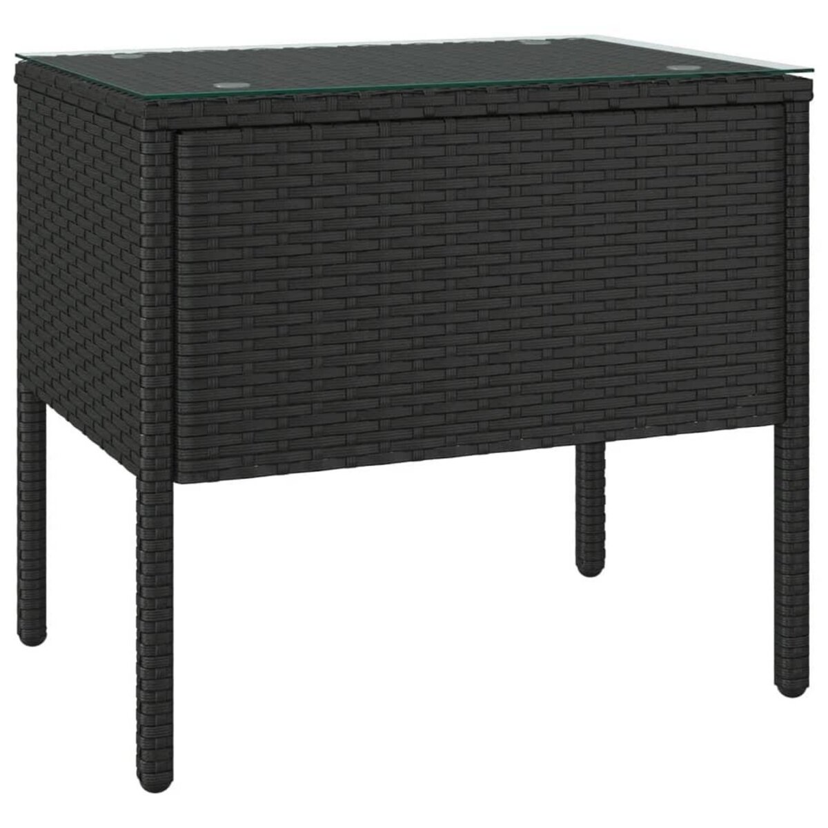 VIDAXL Table d'appoint noir 53x37x48 cm poly rotin et verre trempe