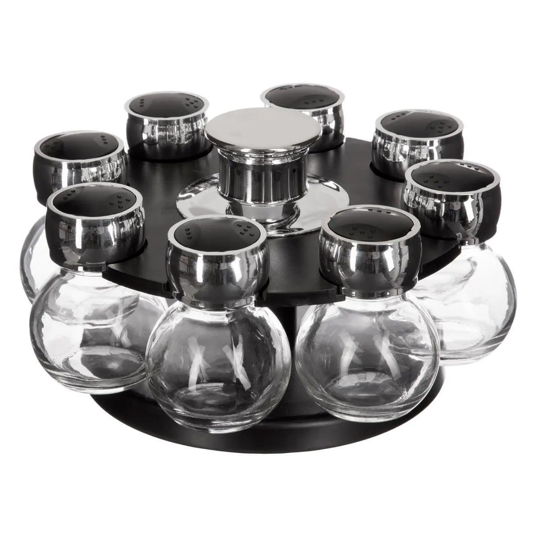 FIVE Présentoir à épices rotatif  fioles  8 pots noir