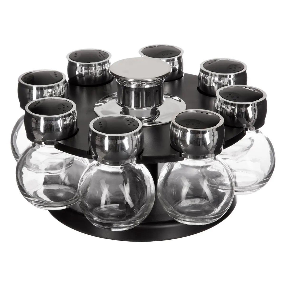 FIVE Présentoir à Épices Rotatif  Fioles  8 Pots Noir
