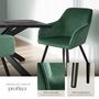 Voir la diapositive 4 : tectake Chaise style scandinave rembourrée aspect velours vert foncé/noir Lot de 2