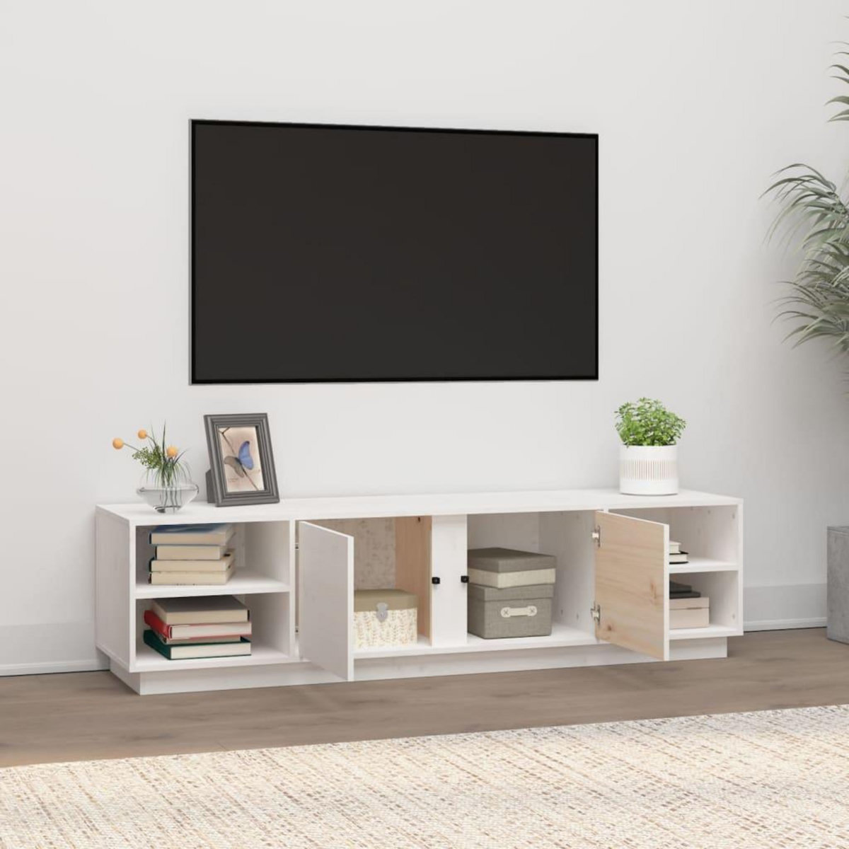 VIDAXL Meuble TV Blanc 156x40x40 cm Bois de pin massif