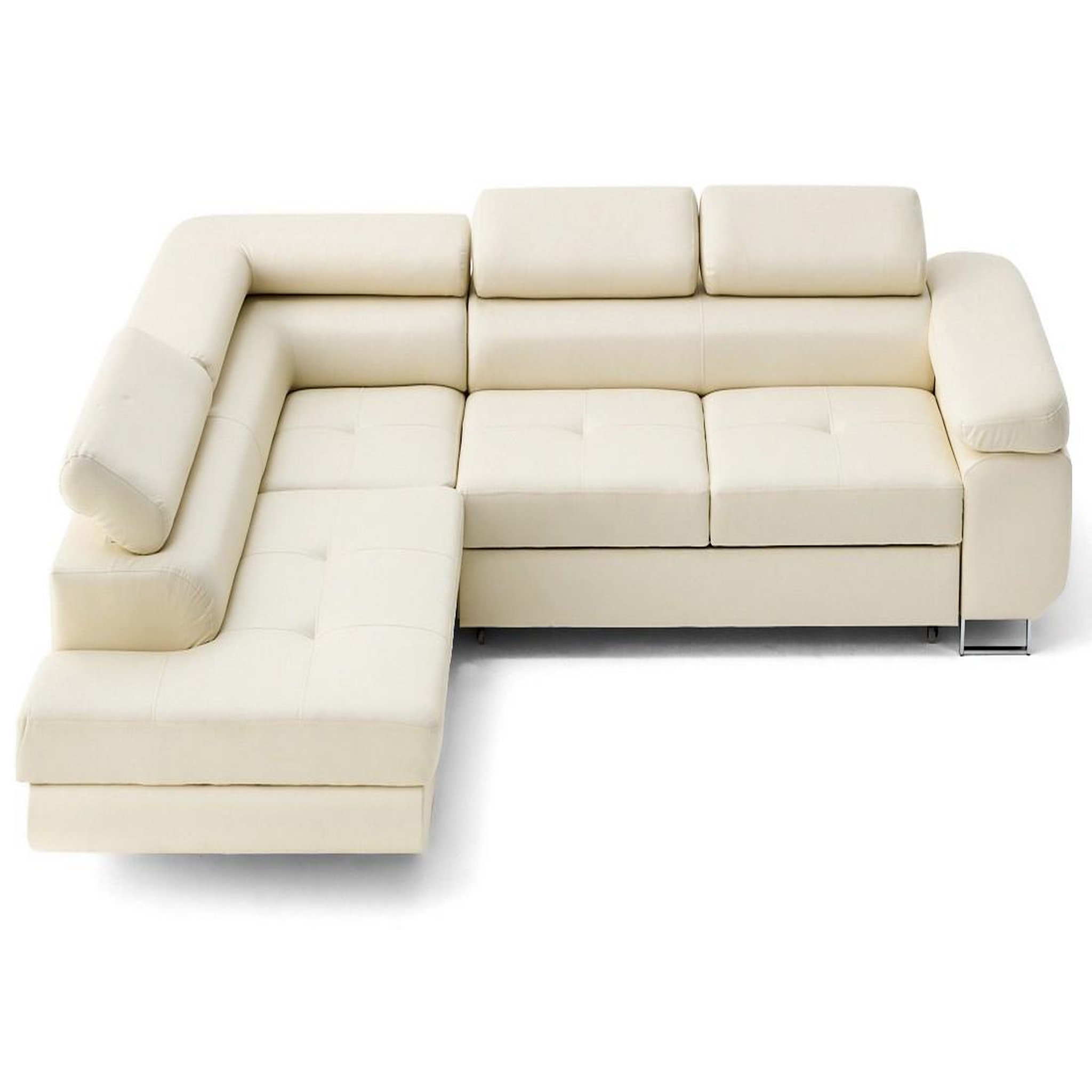 Voir la diapositive 1 : LISA DESIGN Zaria - canapé d'angle gauche 5 places convertible avec coffre et têtières en simili