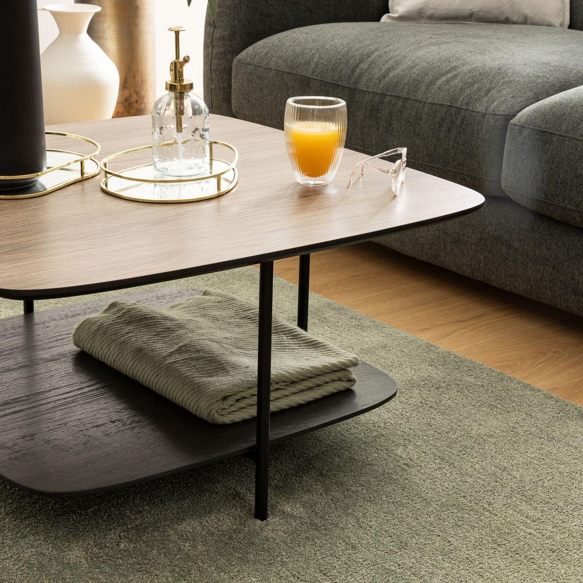ATMOSPHERA Table basse 1 étagère en bois HODIA - Noir