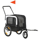 PAWHUT Remorque vélo jogger 2 en 1 pour chien - remorque à vélo pour chien - attache, drapeau, roue AV pivotante, réflecteurs - noir
