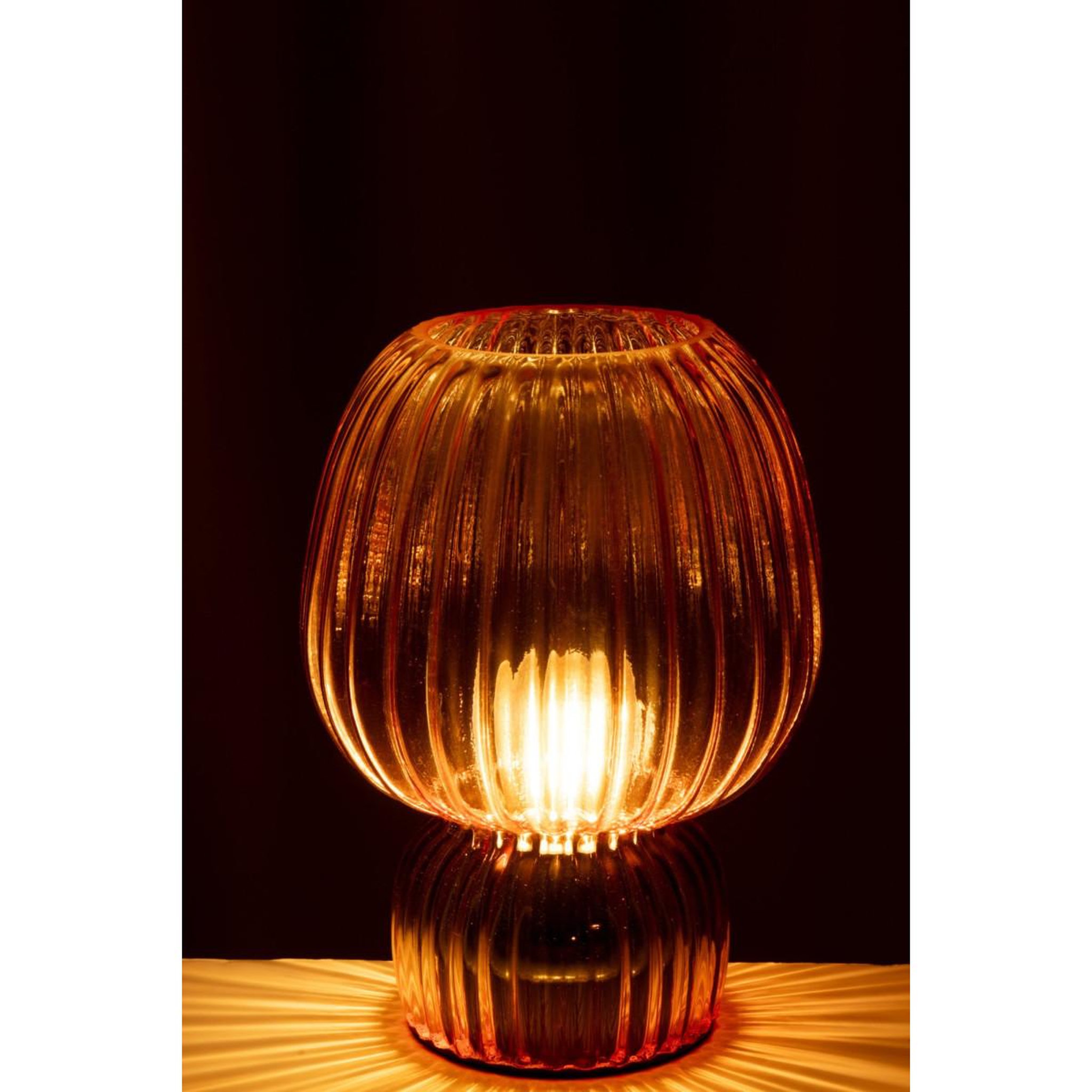 Voir la diapositive 4 : J-LINE Lampe à poser sans fil en verre  aura  21cm orange