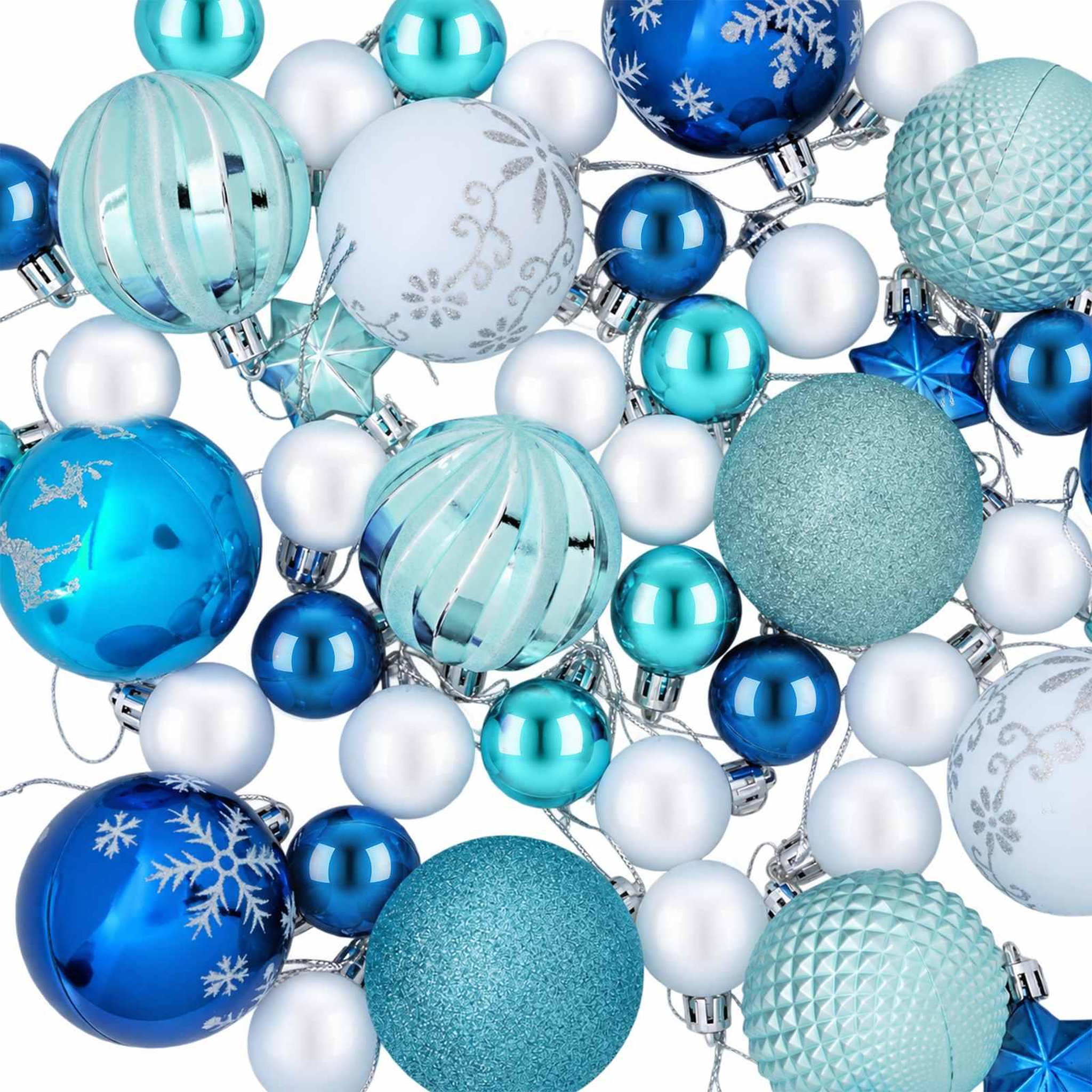 Voir la diapositive 6 : VIDAXL Ensemble de boules de Noël 88 pc Turquoise, bleu fonce et blanc