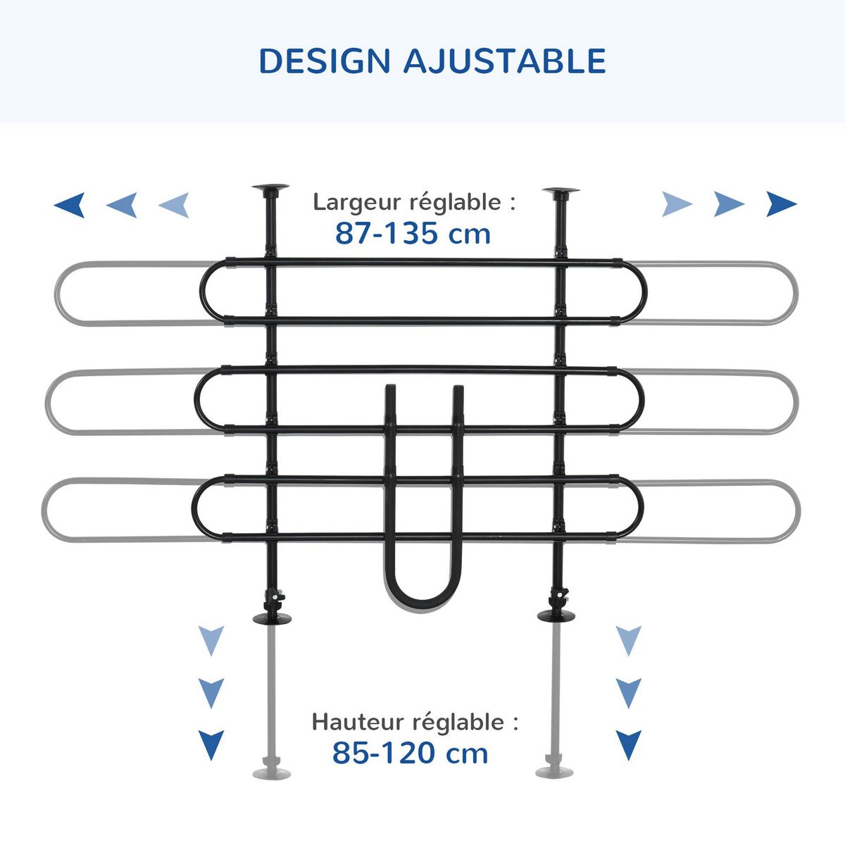 PAWHUT Grille de séparation extensible voiture barrière de sécurité barre réglable pour chien acier noir