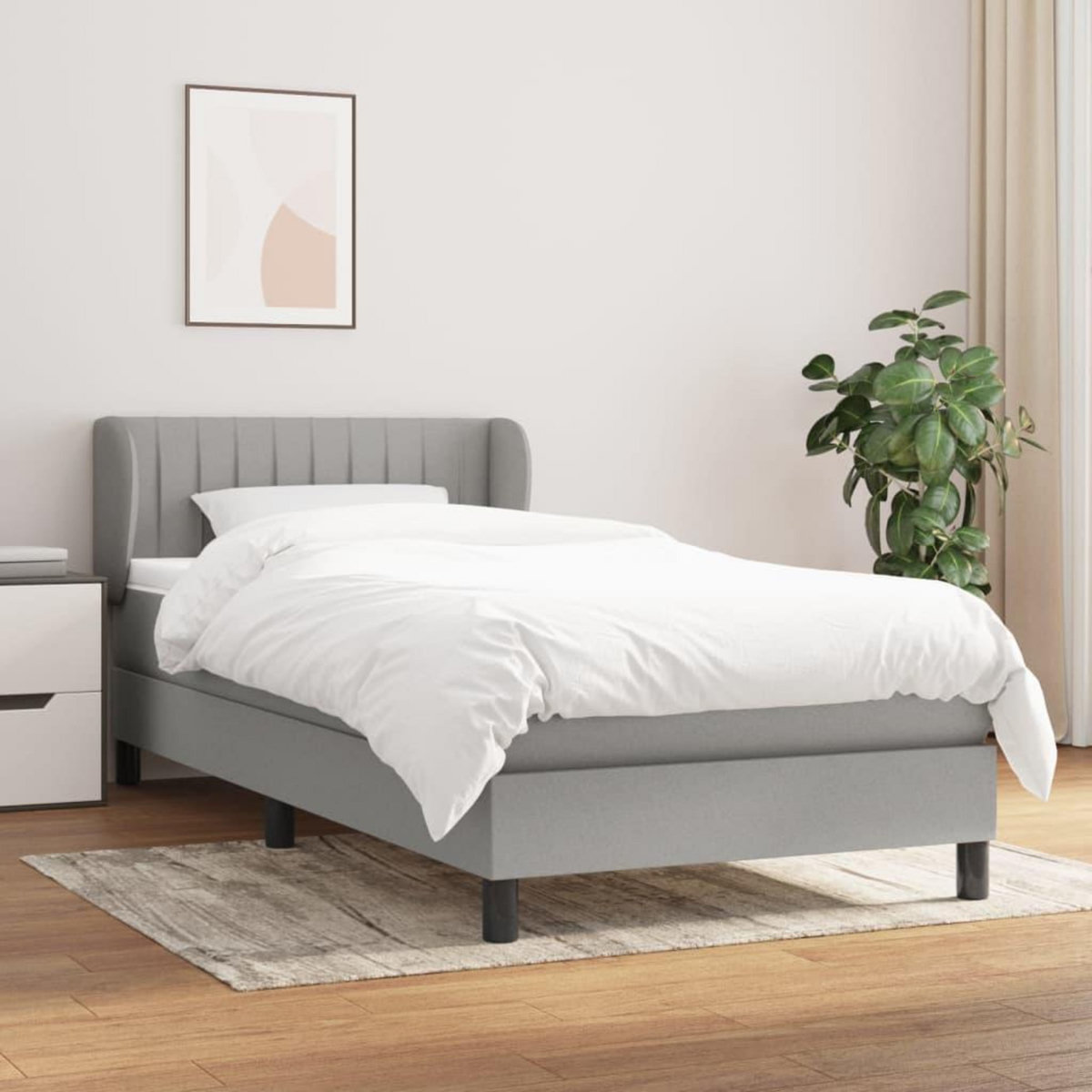 VIDAXL Sommier a lattes de lit avec matelas Gris clair 80x200 cm Tissu