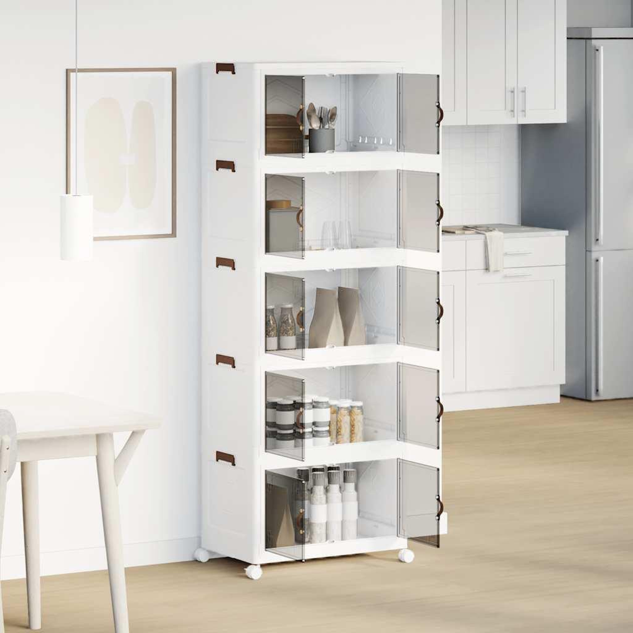 Voir la diapositive 3 : VIDAXL Boîte de rangement empilable avec roues a 5 niveaux 75 L