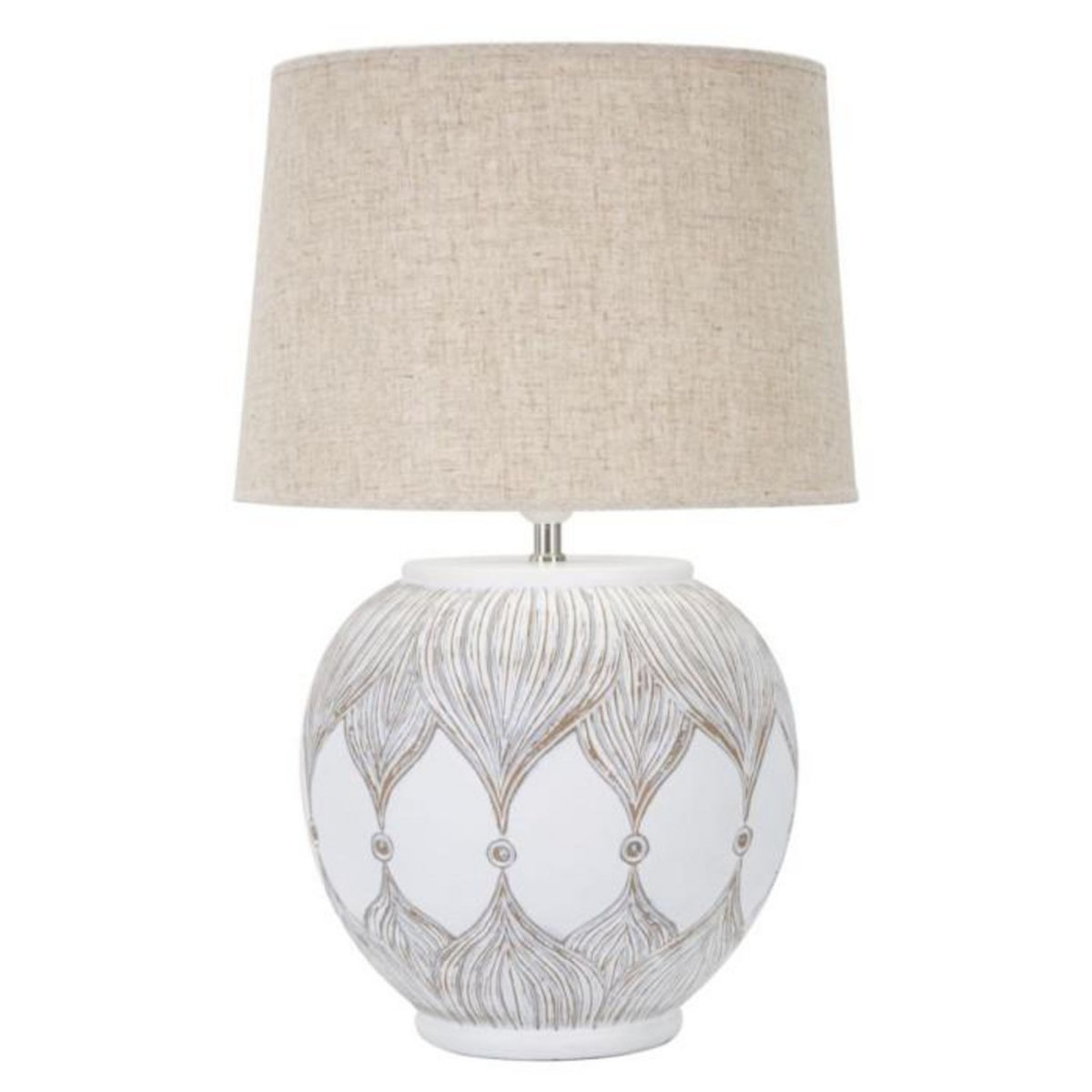 Paris Prix Lampe à Poser en Résine  Atene  59cm Blanc & Naturel