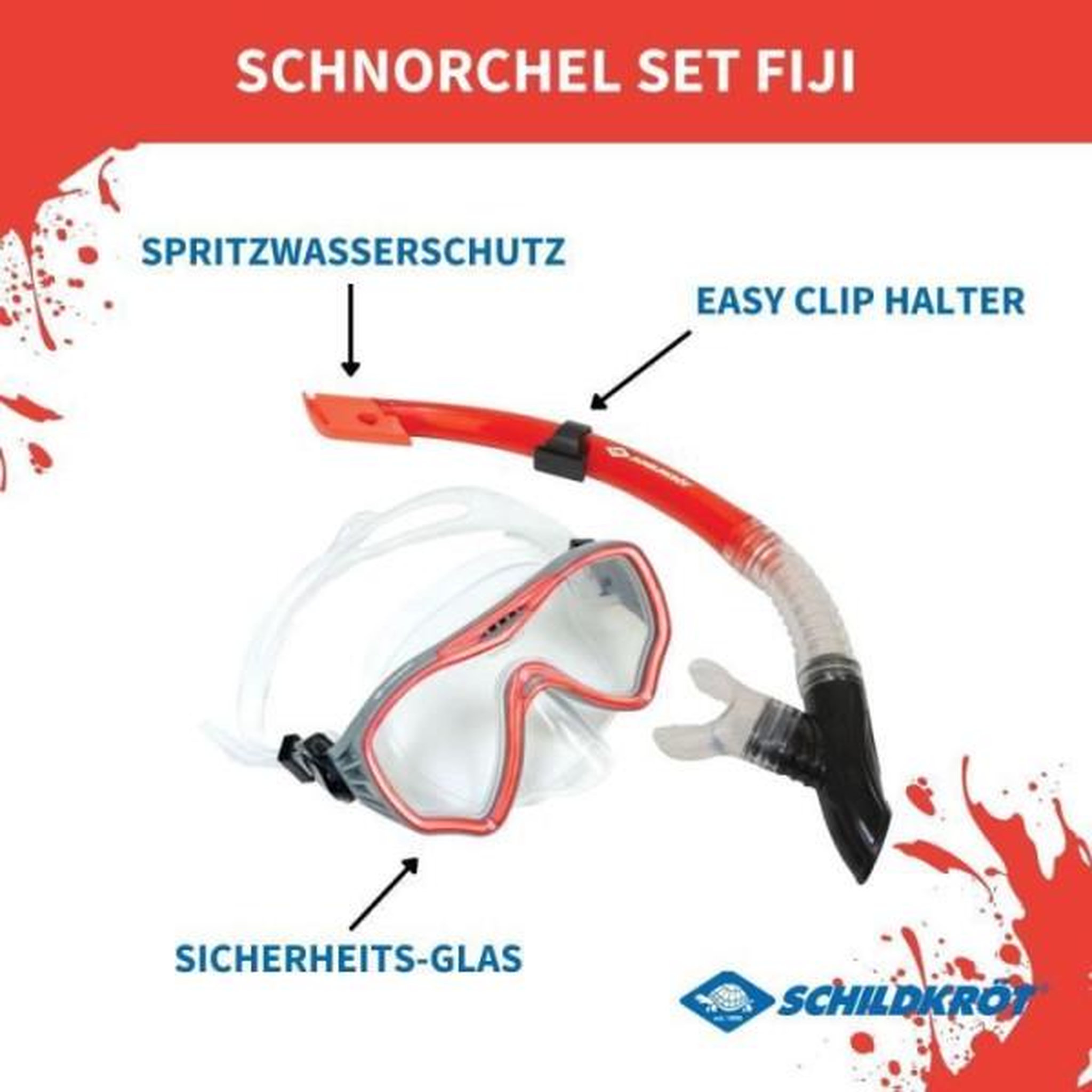Voir la diapositive 2 : SCHILDKROT Set de Plongée - SCHILDKRÖT - Masque et Tuba - Taille Unique - FIJI