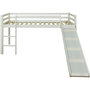 Voir la diapositive 2 : HomeStyle4U Lit Simple Blanc 90x200 en hauteur avec echelle et toboggan