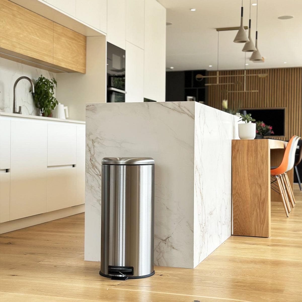 Kitchen move Poubelle de cuisine à pédale URBAN Argent Acier inoxydable 30L