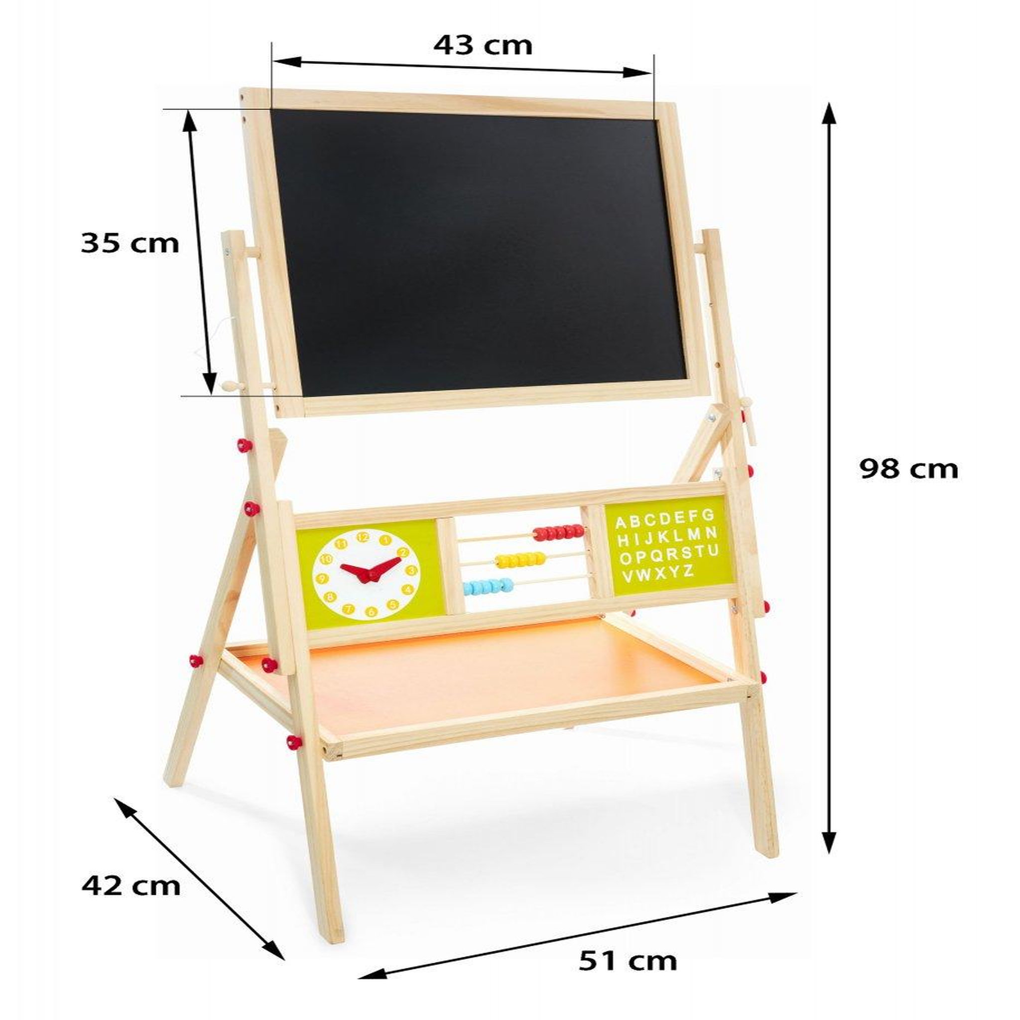 Voir la diapositive 4 : MAMABRUM Tableau Enfant en Bois Double Face Magnétique & Tableau Noir - Chevalet Pliable, Boulier & Horloge