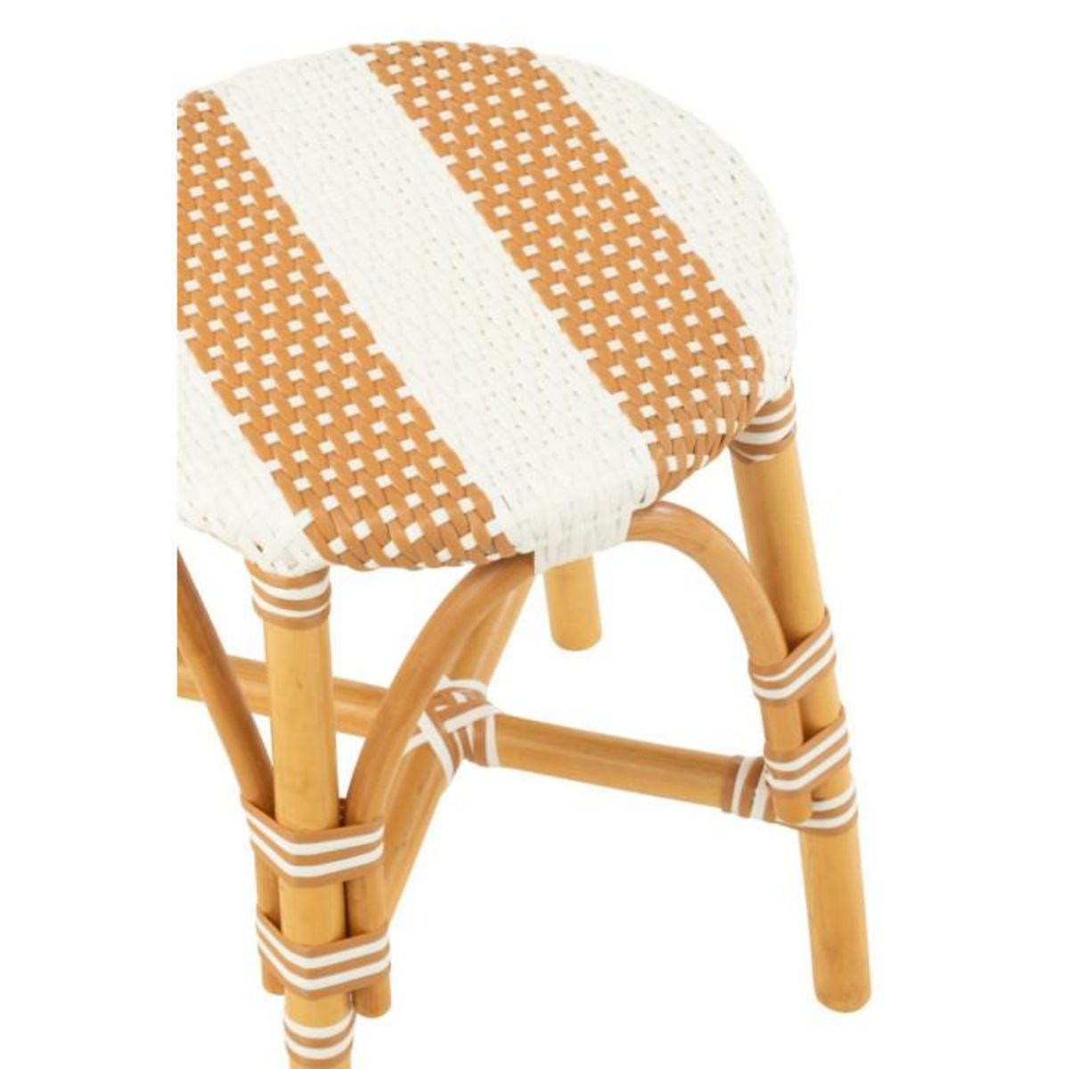 Paris Prix Tabouret en Rotin  Danial  44cm Blanc & Naturel