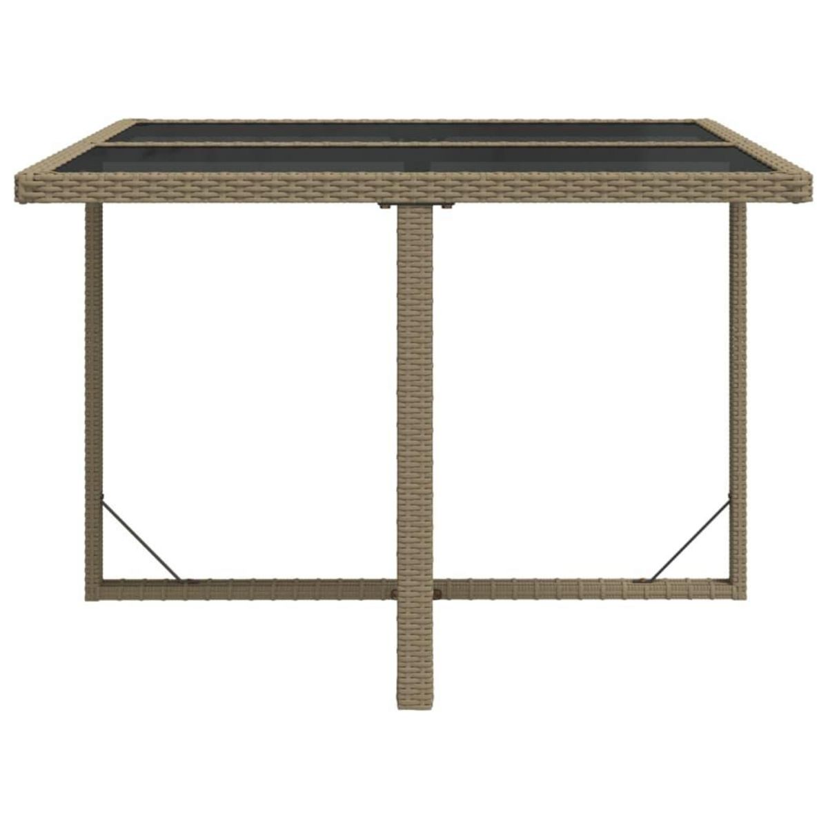 VIDAXL Table de jardin Beige 109x107x74 cm Resine tressee et verre