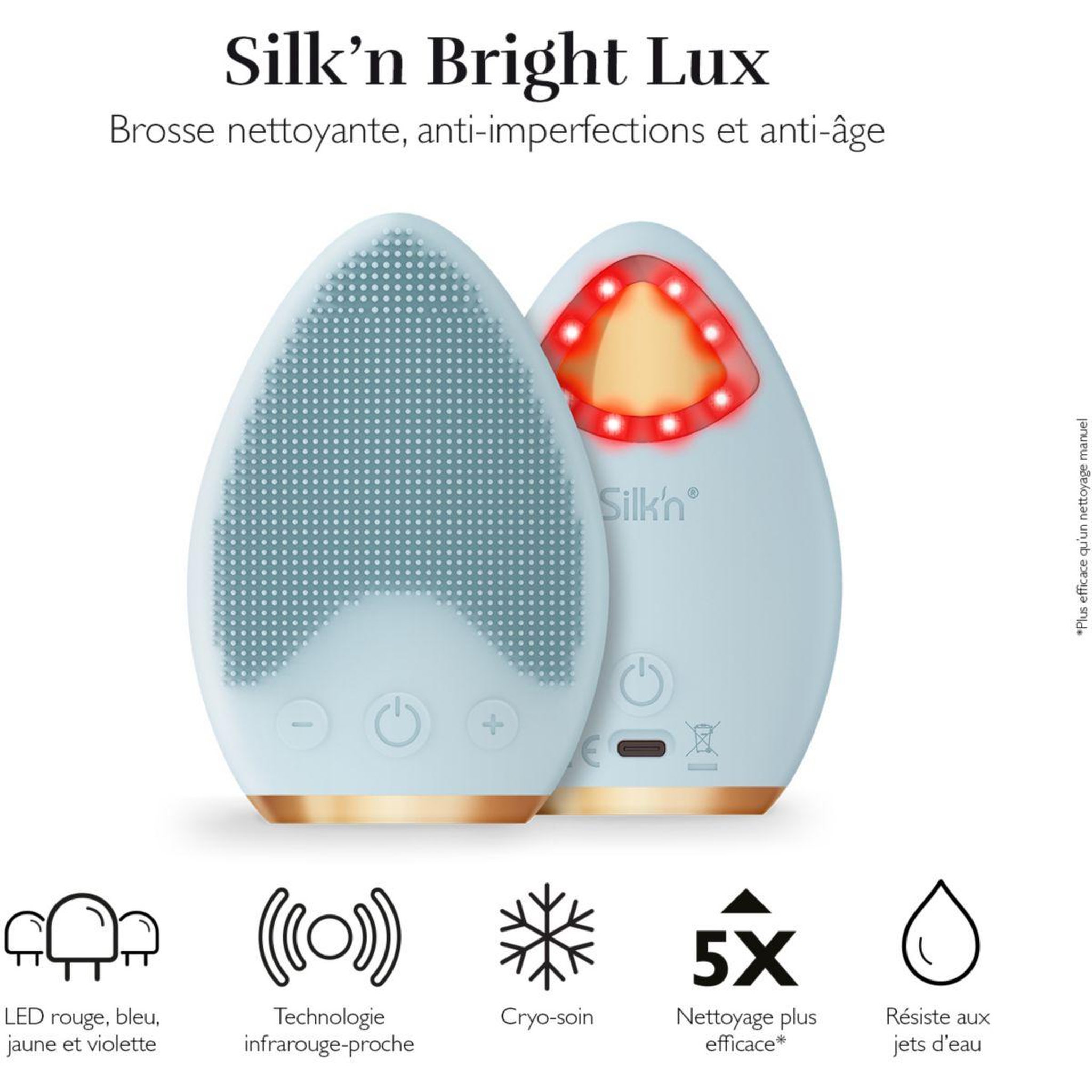 Voir la diapositive 3 : SILK'N Brosse nettoyante visage Bright Lux anti-âge et imperfections
