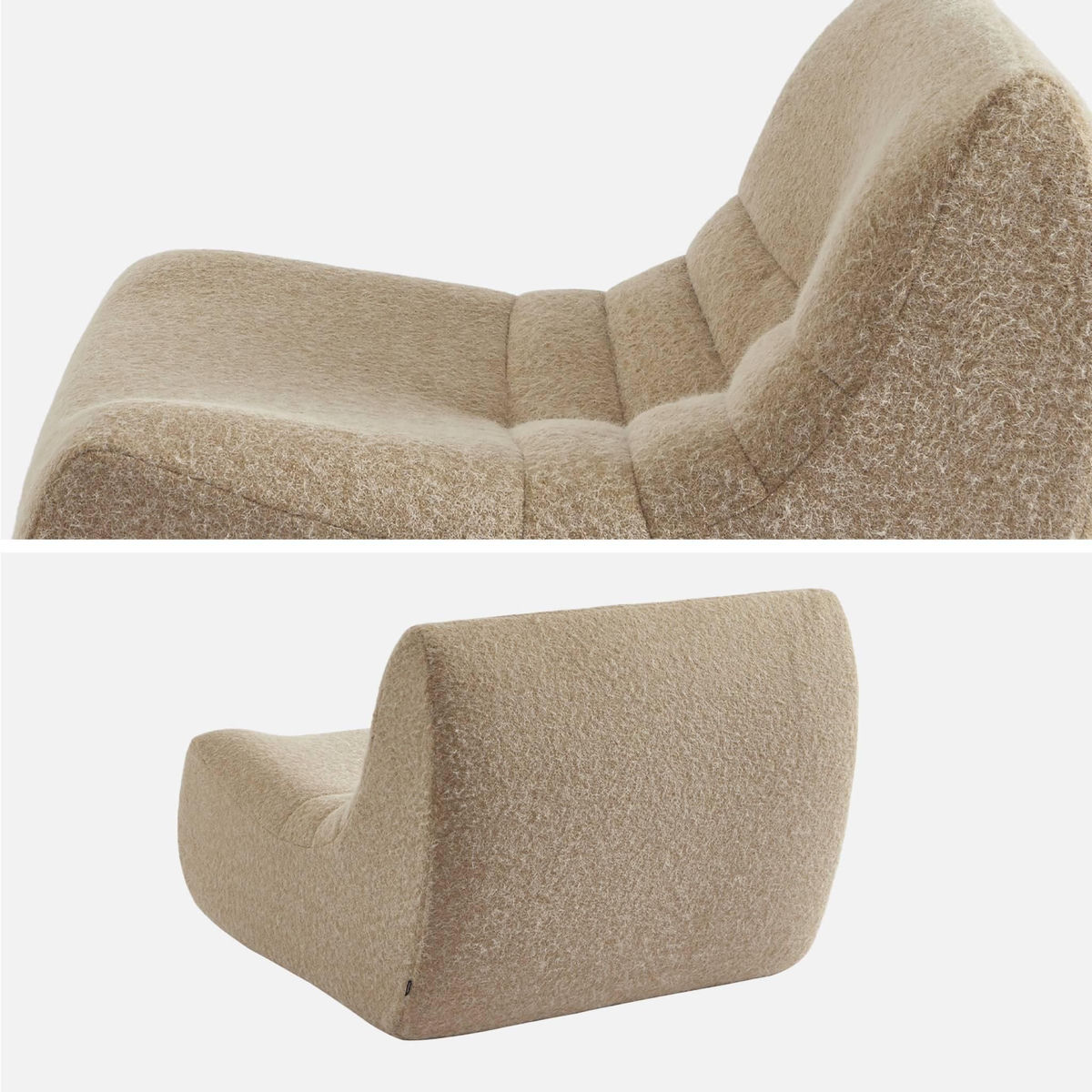 SWEEEK Chauffeuse tissu effet alpaca 2 places. beige. style contemporain. L 91 x P 105 x H 72cm
