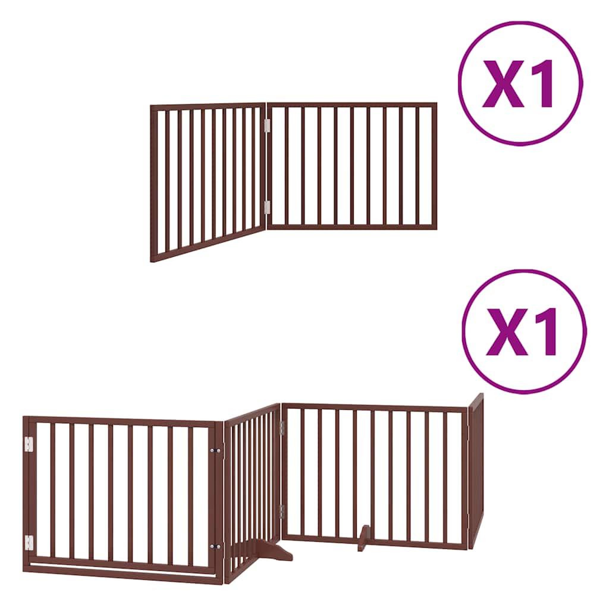 Voir la diapositive 2 : VIDAXL Barriere pour chien avec porte pliable 6 panneaux bois peuplier