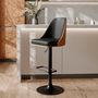 Voir la diapositive 2 : Rendez vous déco Chaise de bar réglable et pivotante en bois foncé et PU noir 56/77 cm - Georges