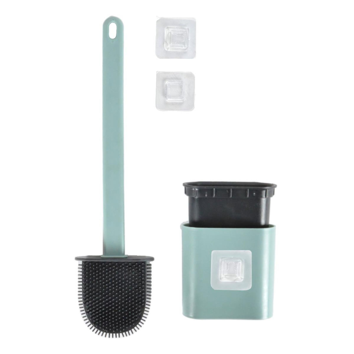 Paris Prix Brosse WC Poils en Silicone  Plate  34cm Bleu Givré